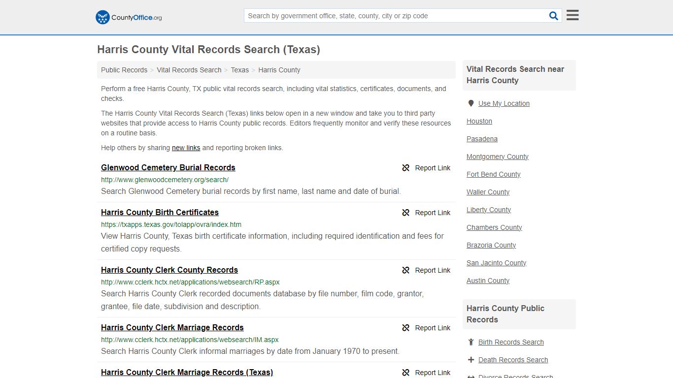 Vital Records Search - Harris County, TX (Birth, Death, Marriage ...